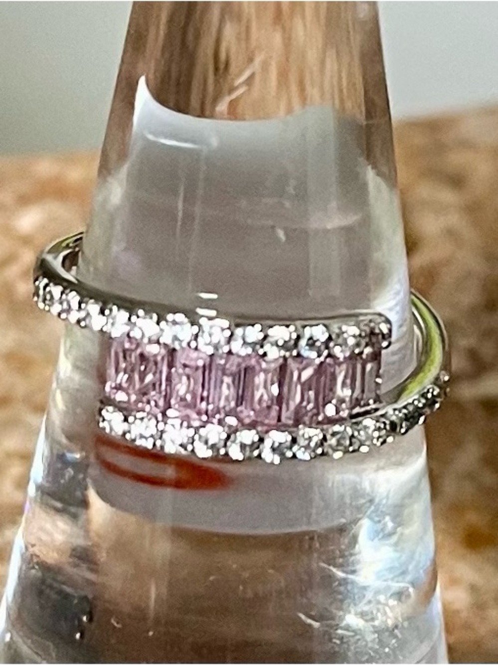 BP RBP5652 Majorly Chic Pink Baguette and Pavé Double-Row Ring in Silver Tone